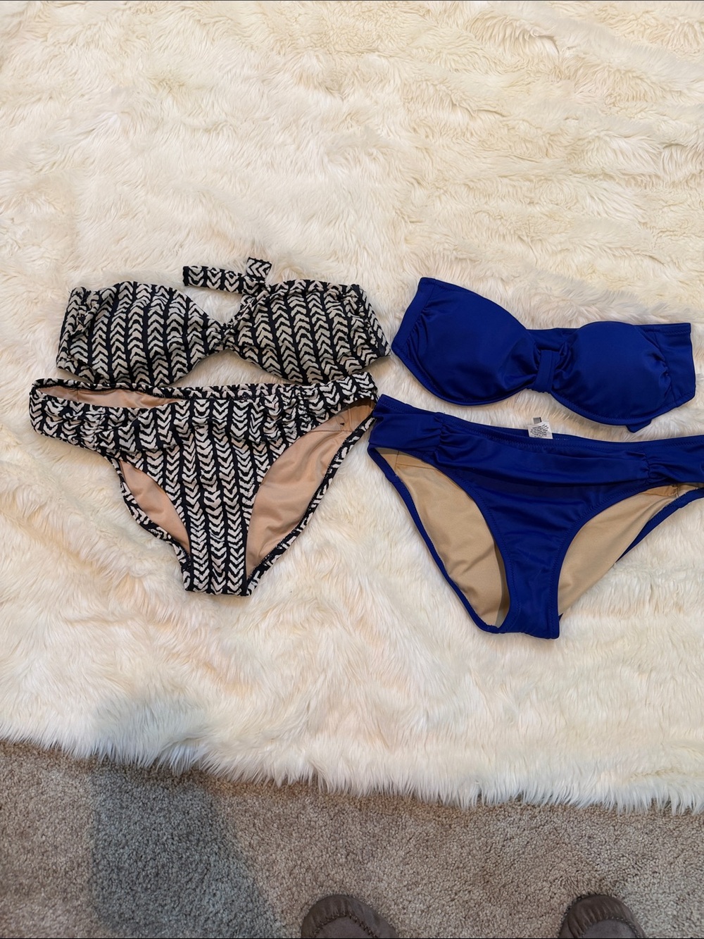J. Crew -2- Bandeau Blue and Navy/White Bikini Sets